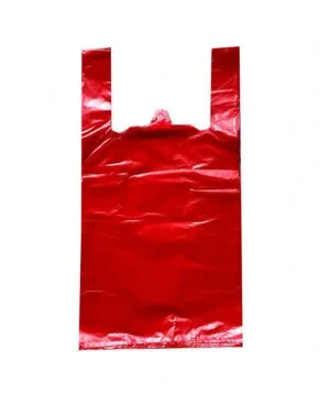 Пакет-майка, красный ПНД 24х44 см. 7 мкм. (100 шт/упак)