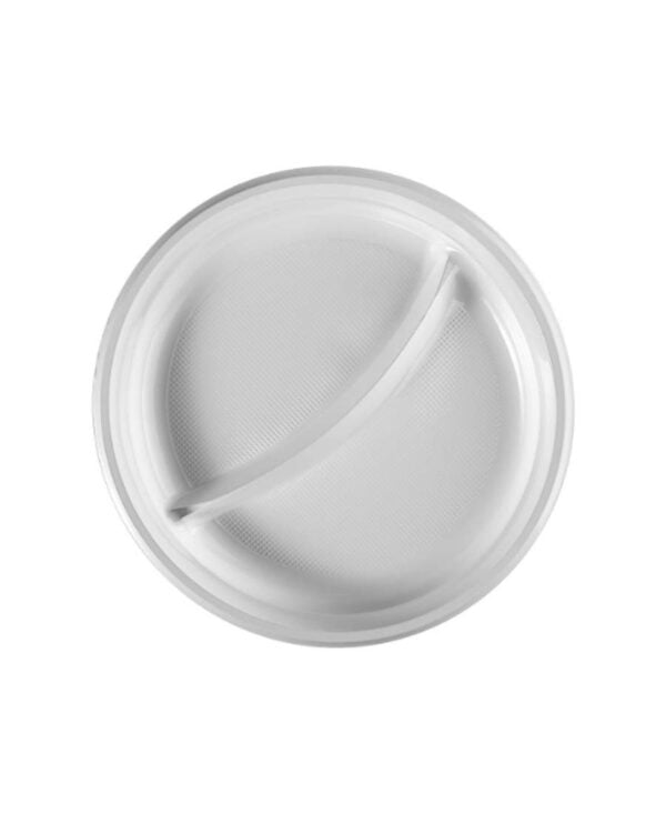Тарелка пластиковая двухсекционная белая 205 мм