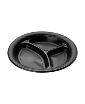 Тарелка пластиковая трёхсекционная чёрная 260 мм
