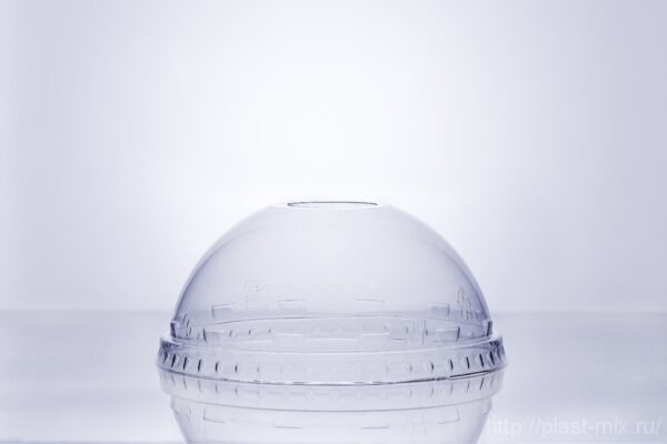 Крышка для стакана купольная с отверстием d-95 прозрачная, синея